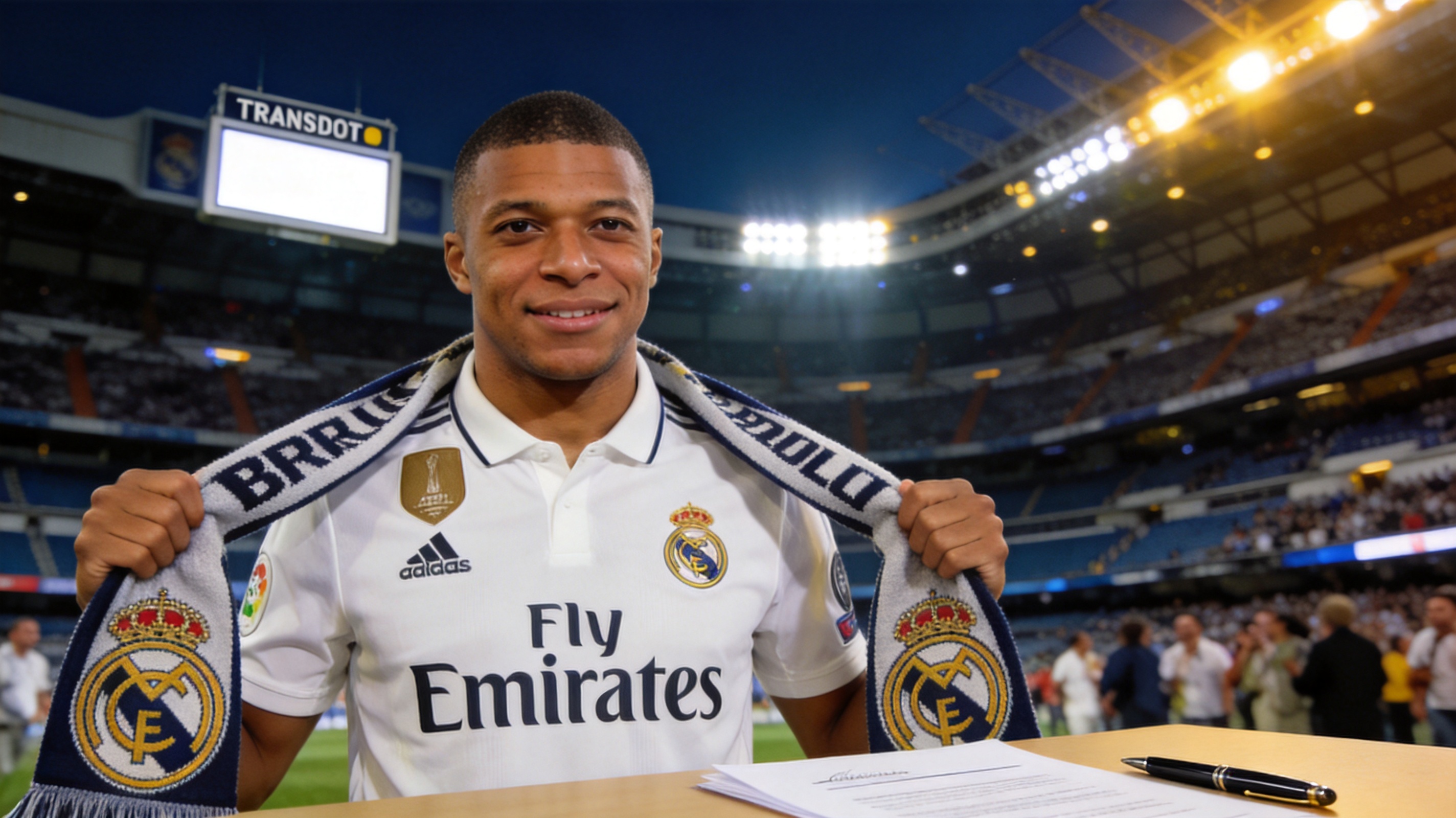转会窗口姆巴佩加盟皇马的新闻图片